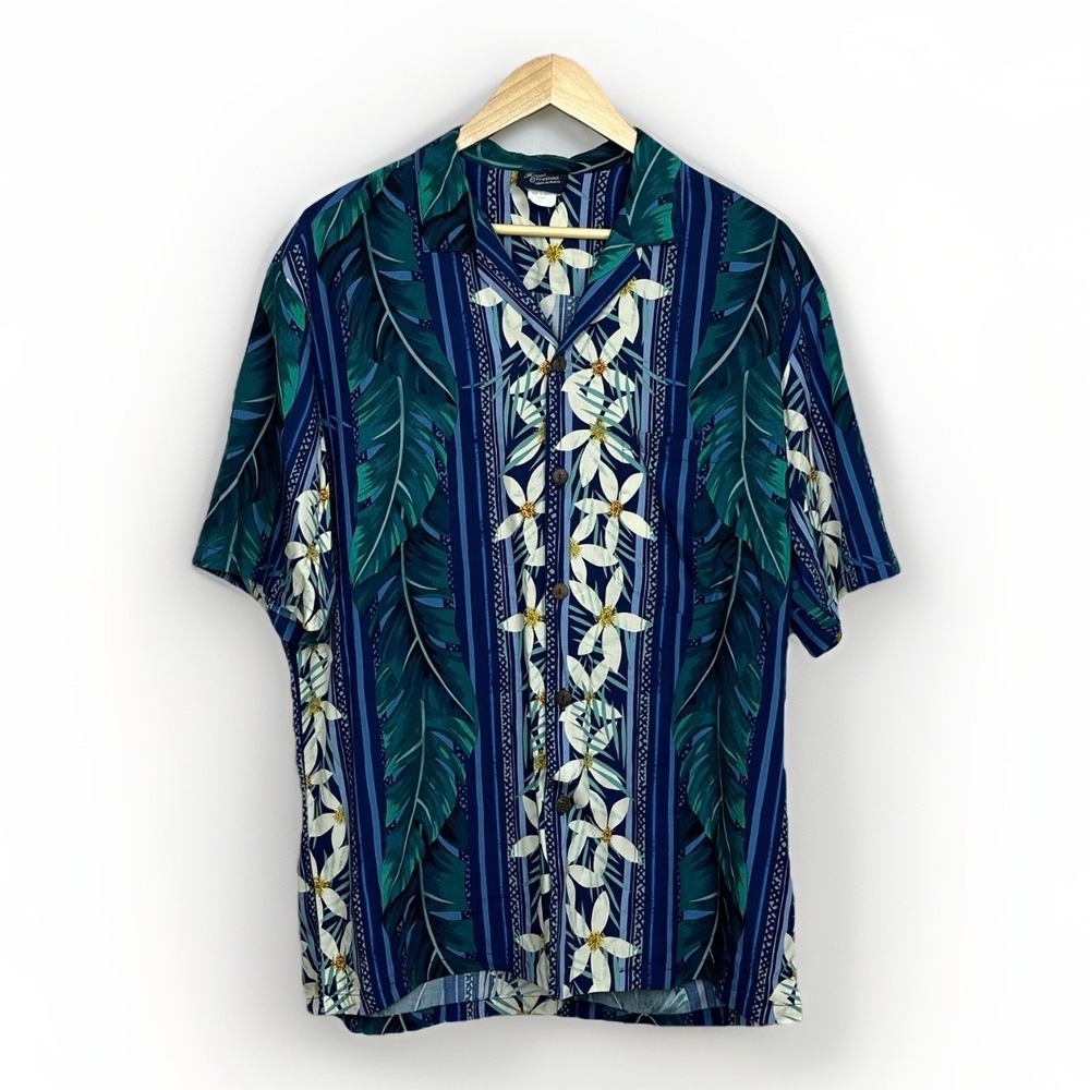 Vintage Royal Creations Blue Hawaiian Shirt Button Up Men's Large